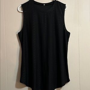 Sleeveless Black Top Flared Bottom Size 2XL